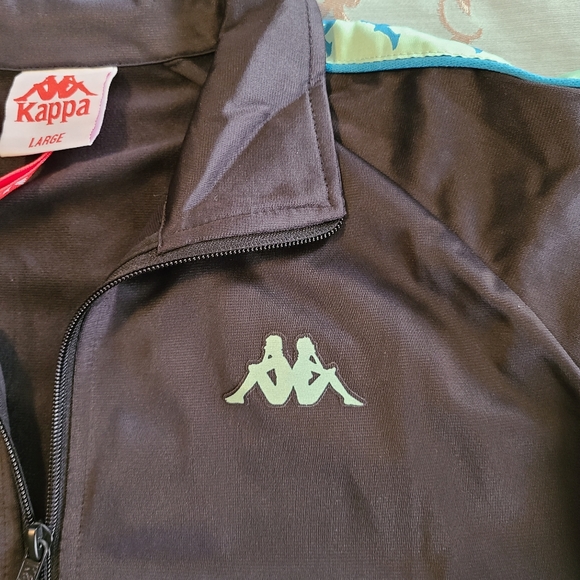 Kappa 222 Banda Allure Black Smoke Green Sage Track Jacket Women's Size Large - Picture 2 of 10